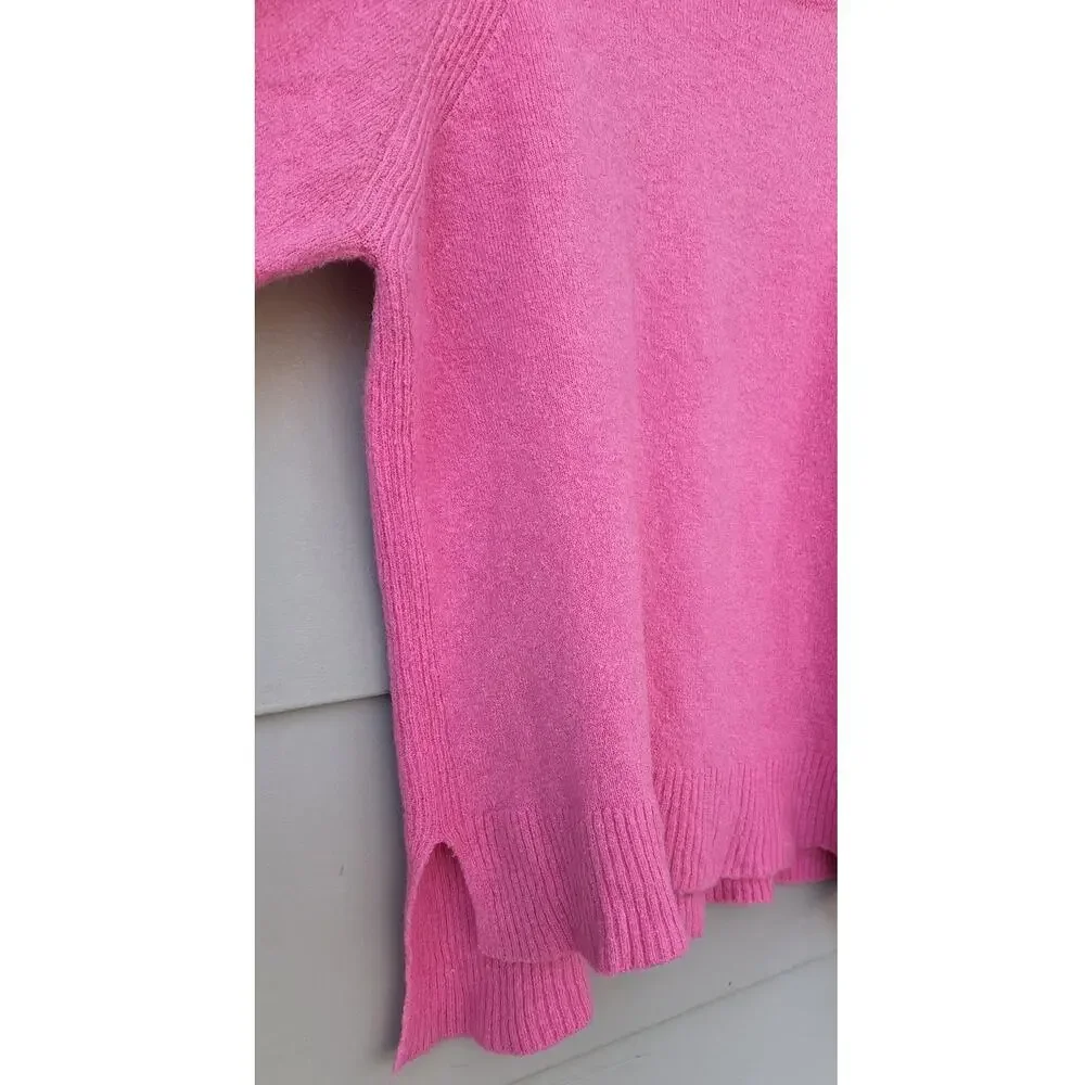 J. Crew Wome's Turtle neck Merino Wool Alpaca blend Pink Sweater Lightweight M L